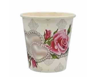 Стакан 250 мл бумажный ЖЕМЧУЖНОЕ СЕРДЦЕ (6шт/уп) (120)