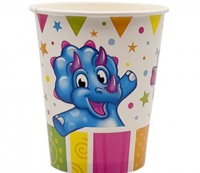 Стакан 250 мл бумажный ДИНОЗАВРИКИ 10шт (96)